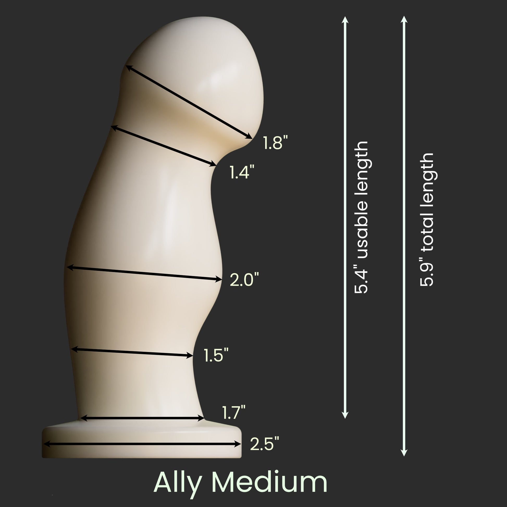 Diagram showing the dimensions of the Ally M as described in the product description.