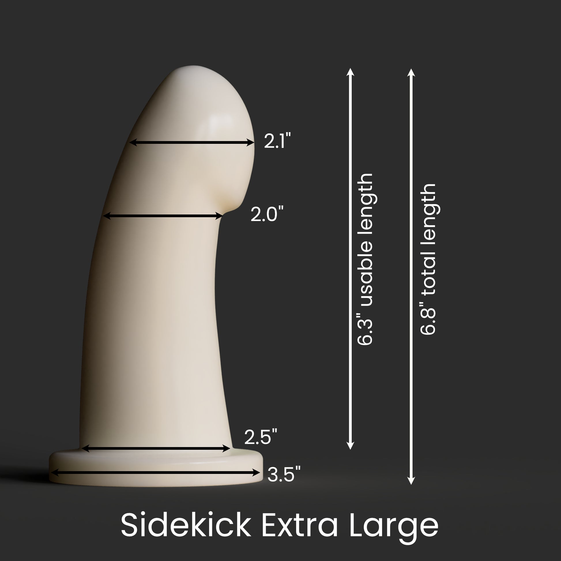 Diagram showing the dimensions of the Sidekick as described in the product description.