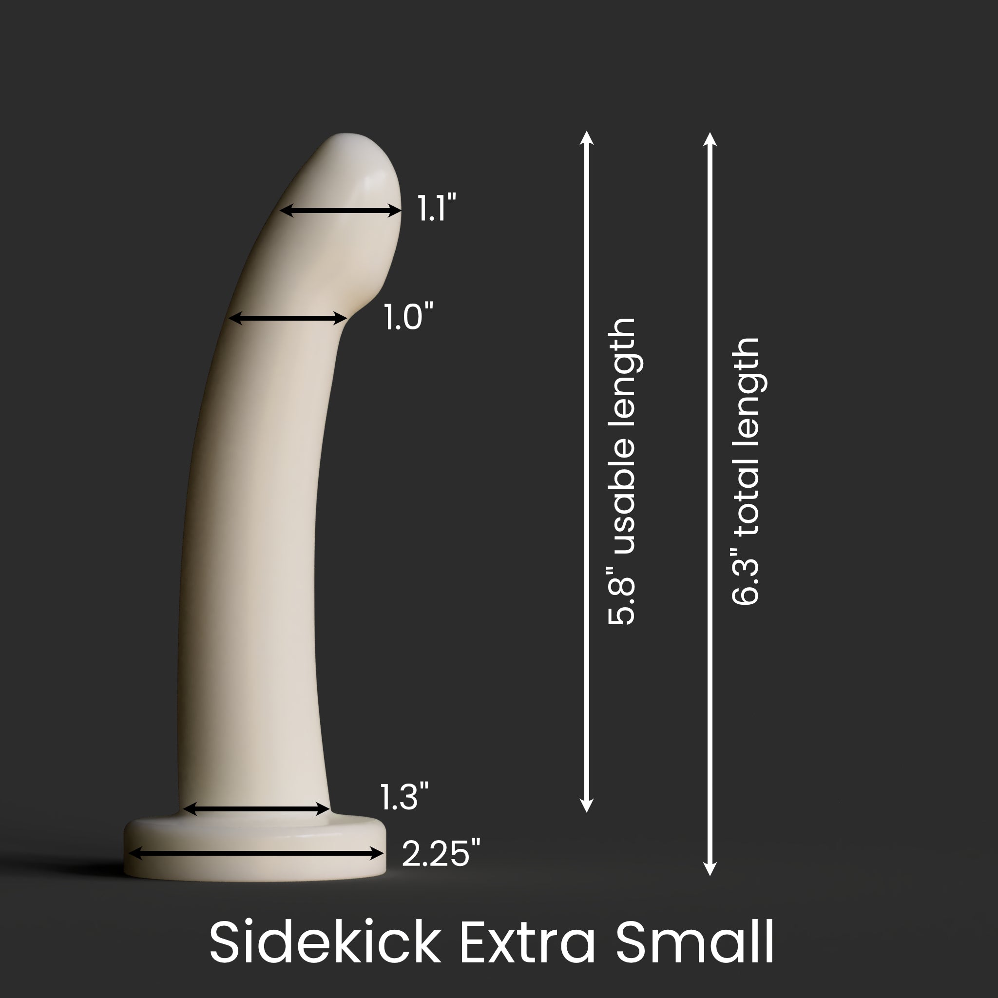 Diagram showing the dimensions of the Sidekick XS as described in the product description.