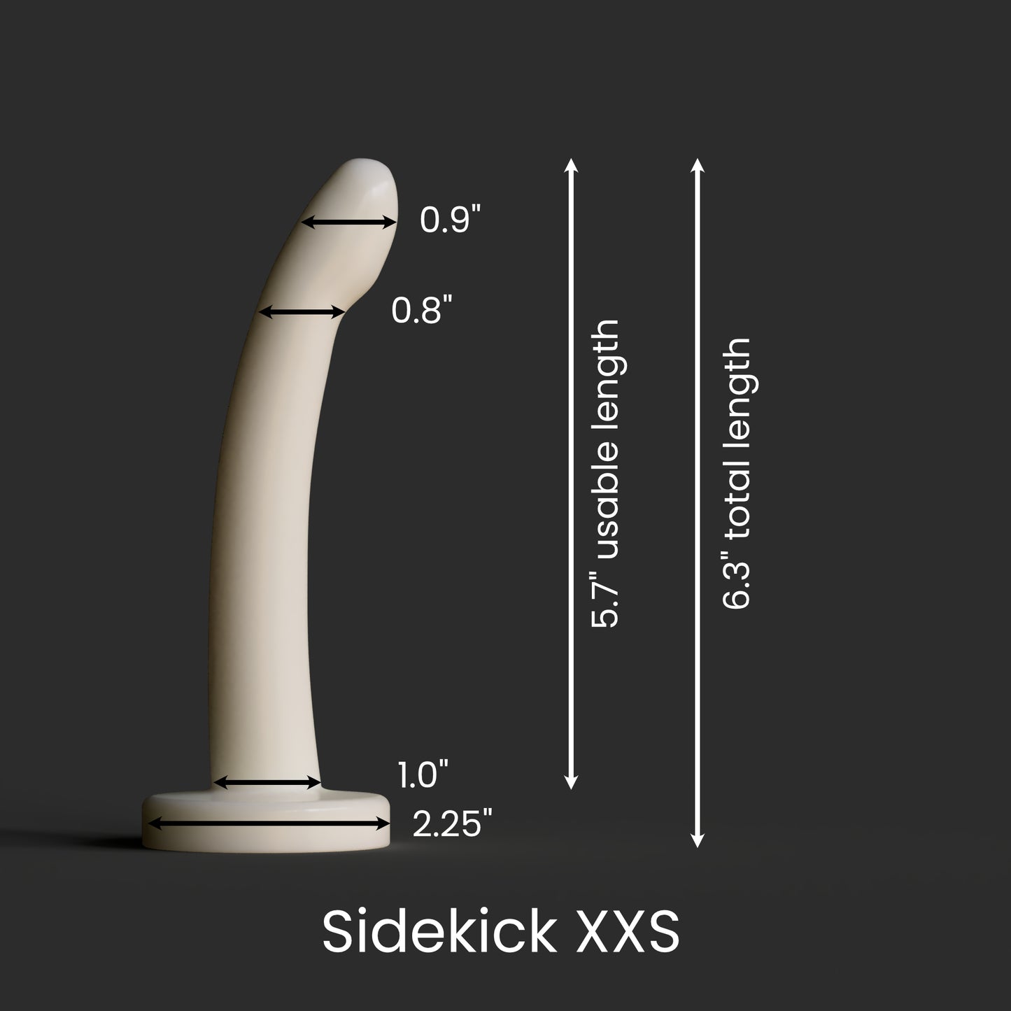  Diagram showing the dimensions of the Sidekick XXS as described in the product description.