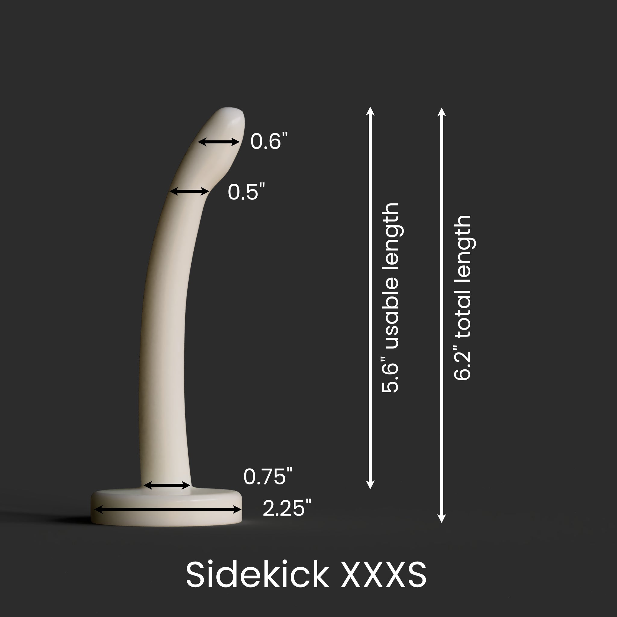 Diagram showing the dimensions of the Sidekick XXXS as described in the product description.