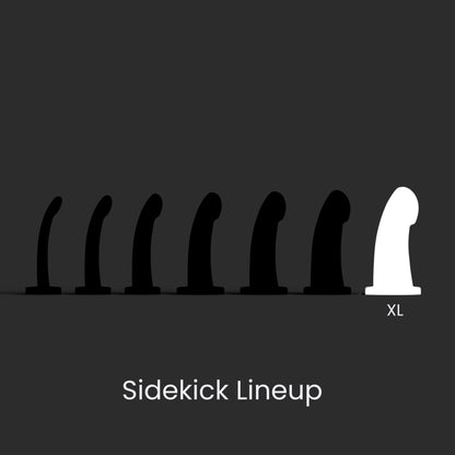 Diagram showing the seven Sidekick models lined up left to right smallest to largest, and the Extra Large in the last position.